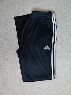 adidas Black Fleece Lined Jogger Pants with White Three-Stripes